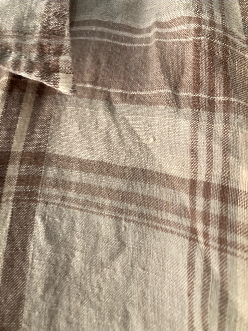 5/$15 OSCC Men’s Brown Plaid Linen LS Button-up Shirt Large - Picture 6 of 7